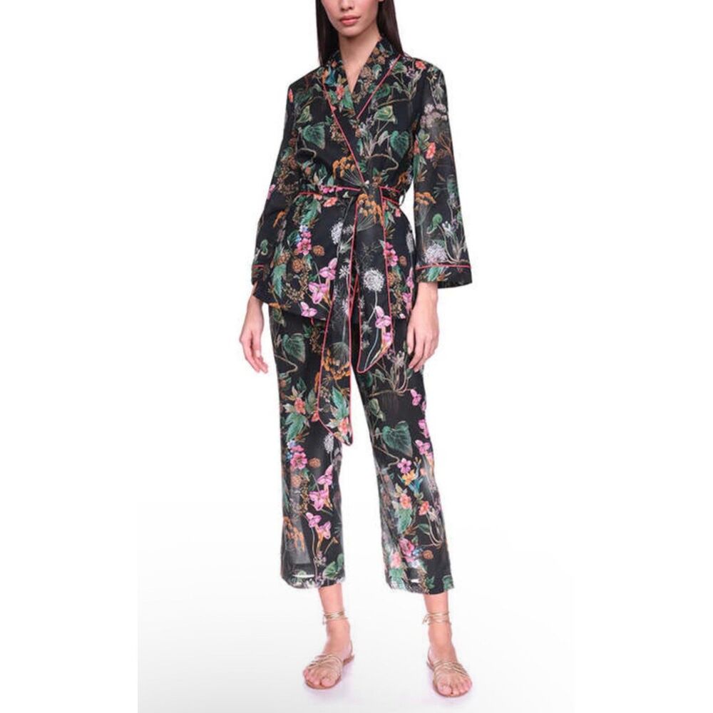 Cara Cara NY Pellicano Lounge Set in Black Botanical Print Women's M